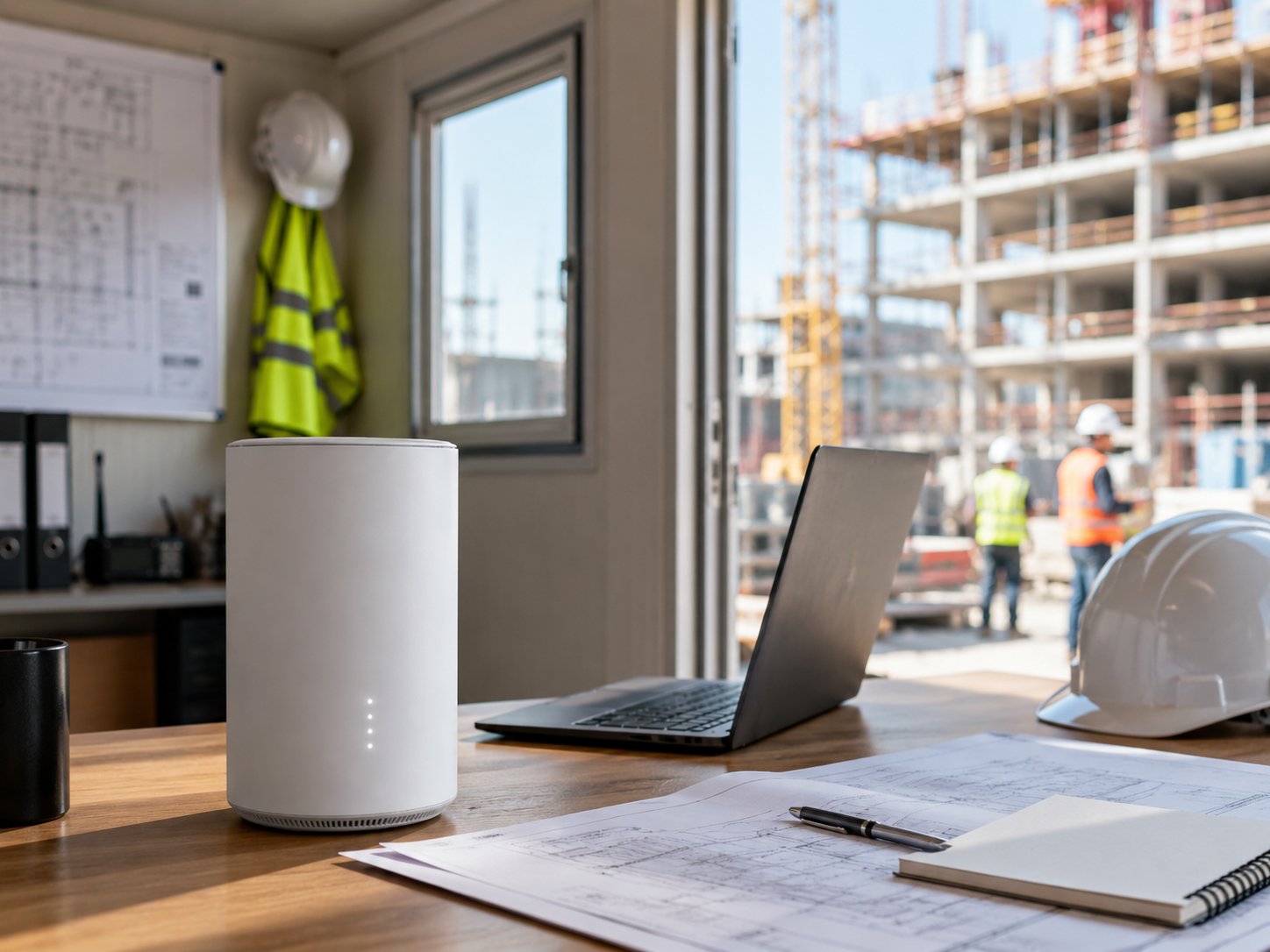Project-site office using business wireless internet